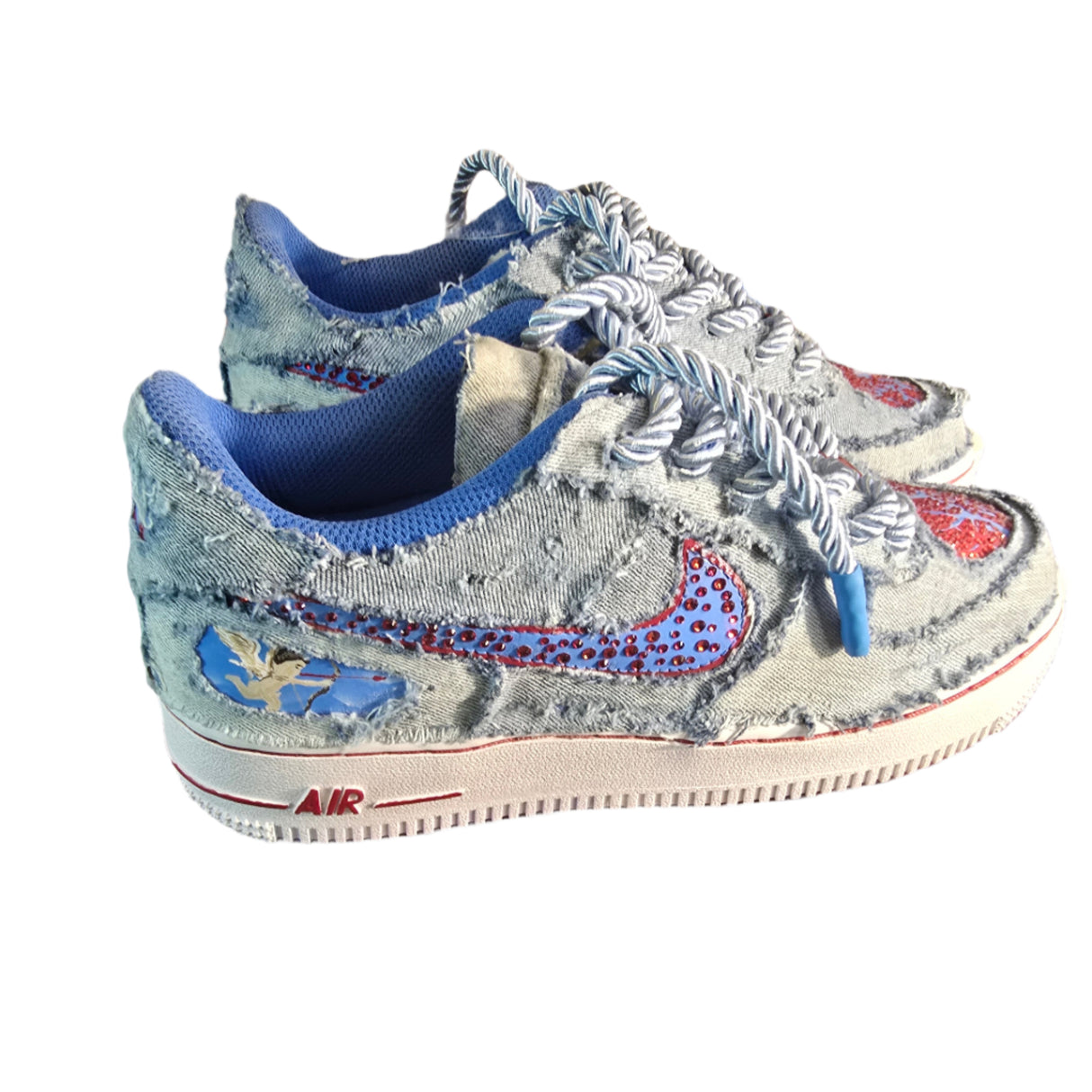 Custom Rhinestone Encrusted Denim Love/Hate AF1
