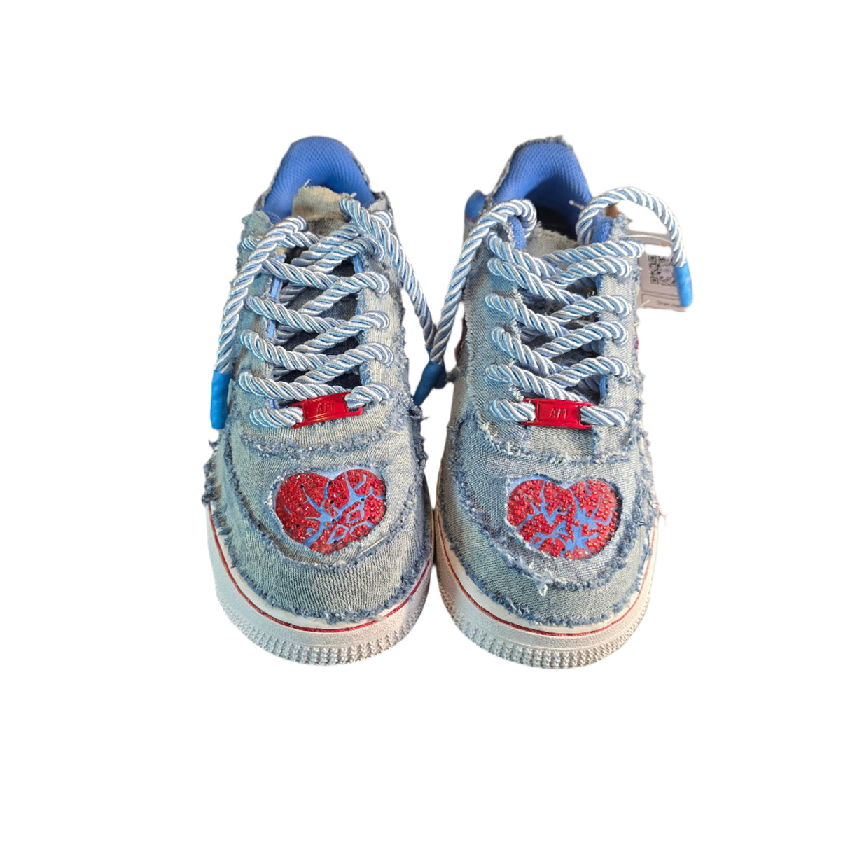 Custom Rhinestone Encrusted Denim Love/Hate AF1