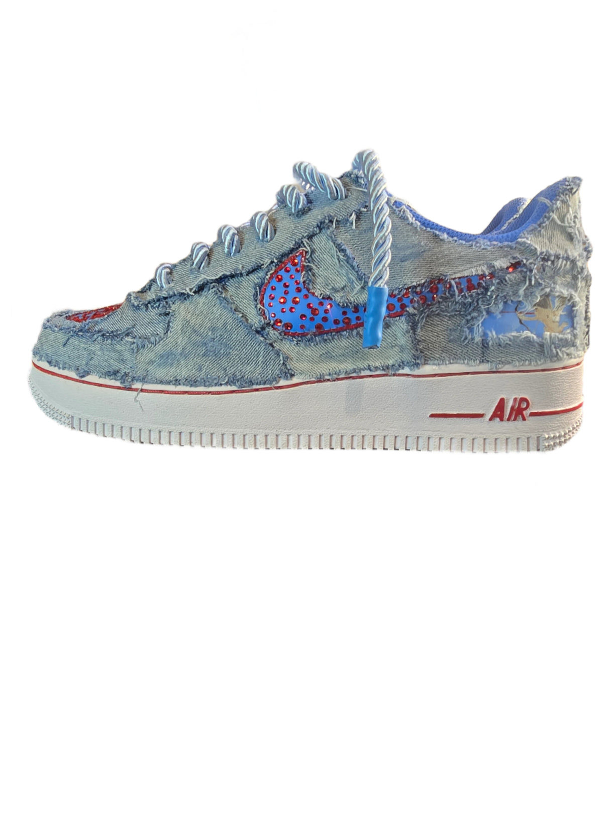 Custom Rhinestone Encrusted Denim Love/Hate AF1