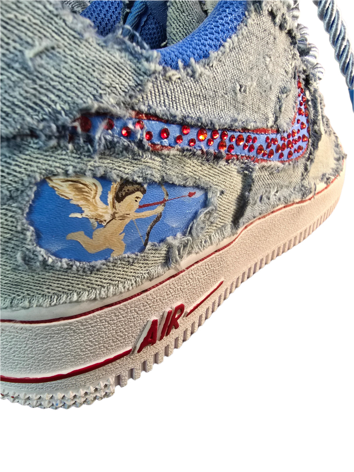 Custom Rhinestone Encrusted Denim Love/Hate AF1