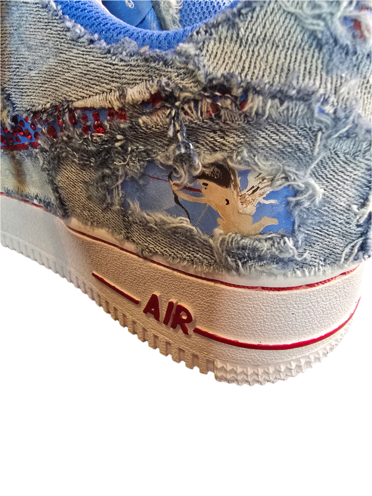 Custom Rhinestone Encrusted Denim Love/Hate AF1