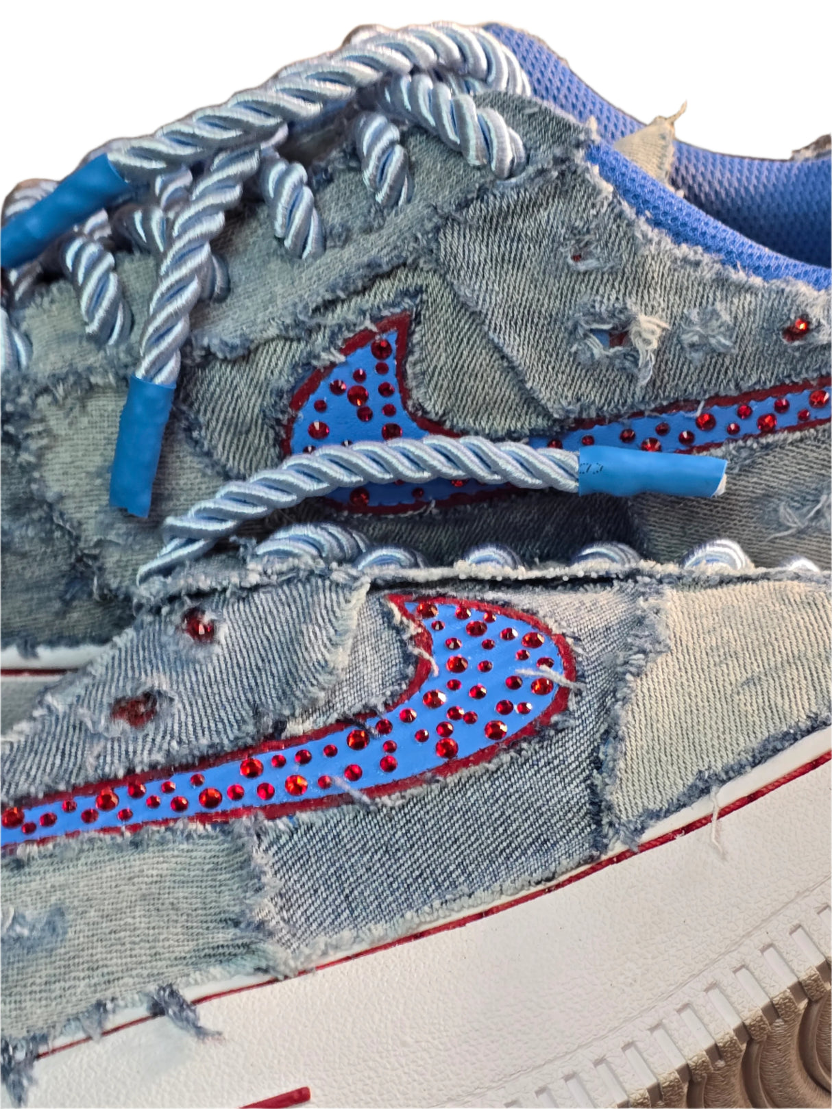 Custom Rhinestone Encrusted Denim Love/Hate AF1